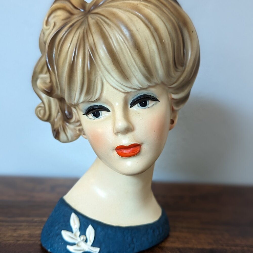 Vintage Napcoware Lady Head Planter Vase National Potteries Japan